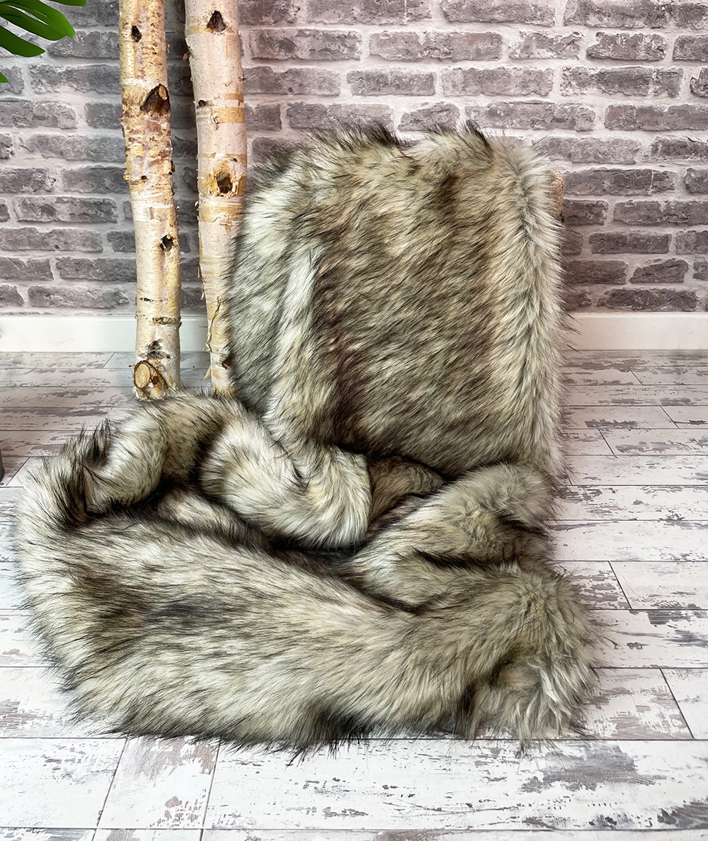 Luxury New Raccoon faux fur throw