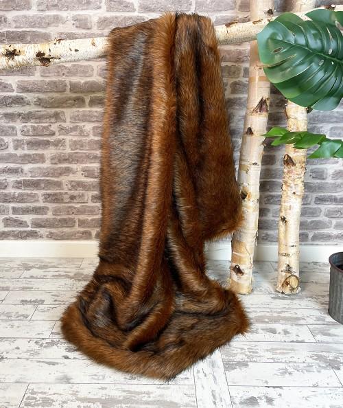 Long haired, luxury brown fur bedspread