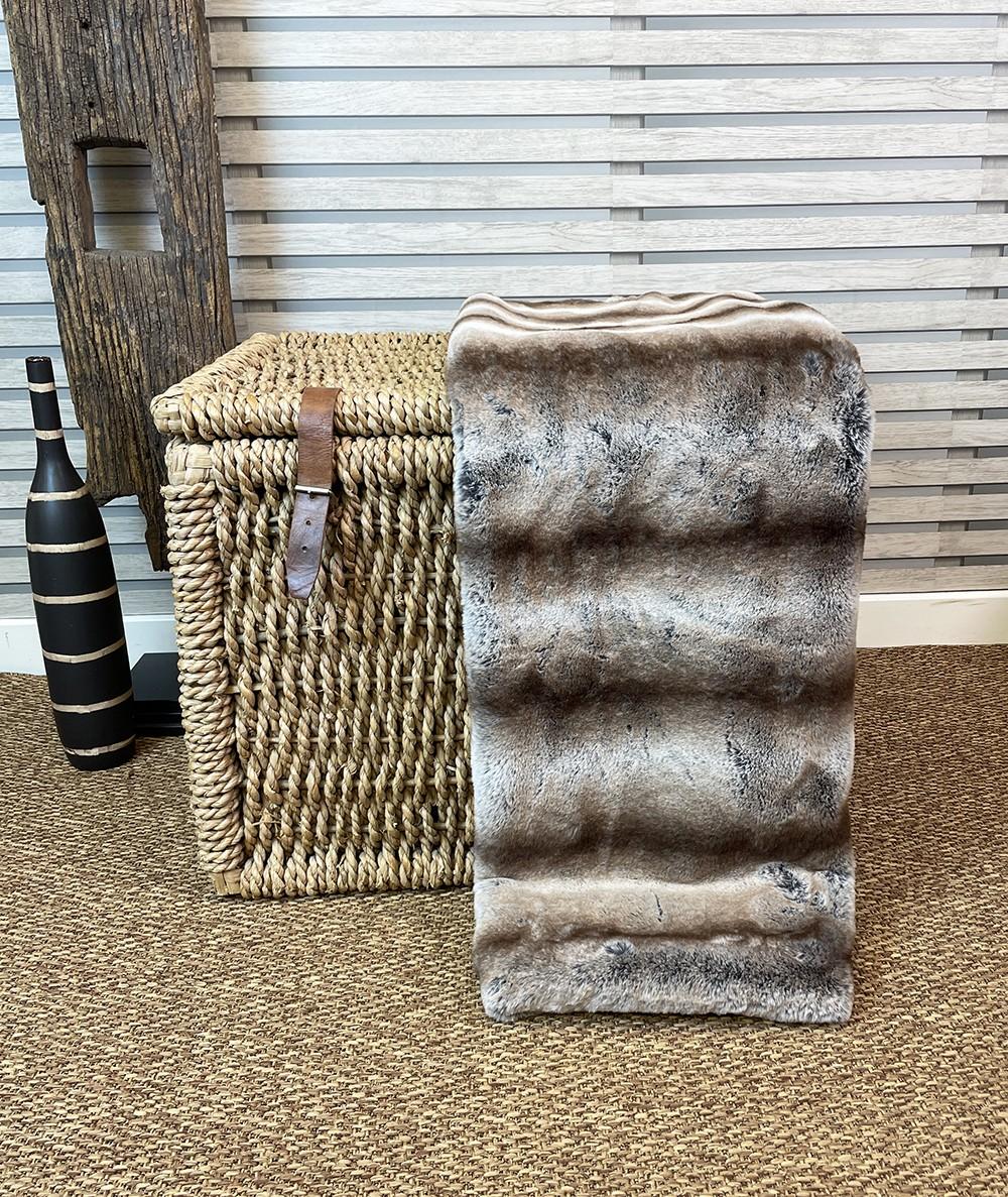 Luxury grey and brown fake fur blanket