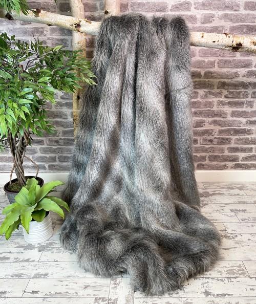 Luxury long haired fur throw