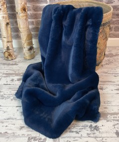 Dark blue faux fur throw