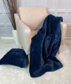 Luxury blue throw and cushion