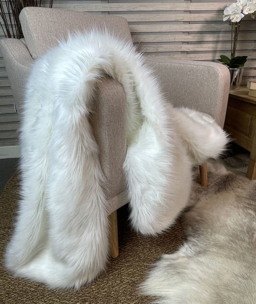 Luxury cream fur blanket or bedspread