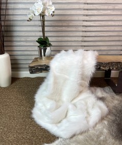 Long haired, cream faux fur throw