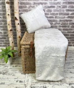 Soft silver faux bedspread with faux cushion