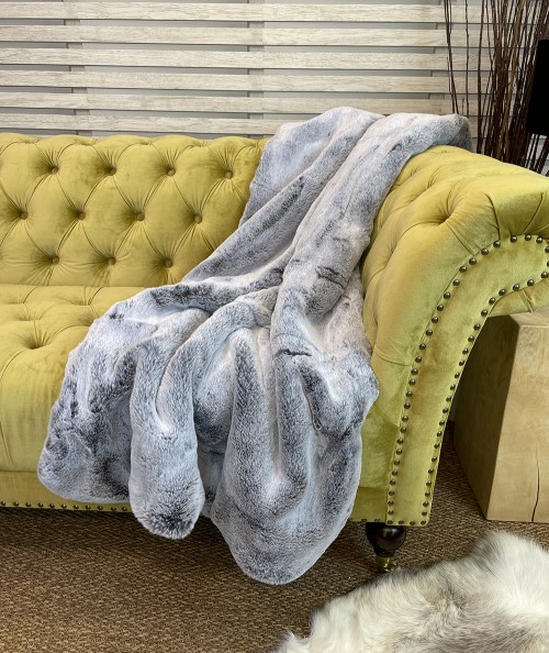 Luxury large grey sofa throw in New Koala faux fur fabric