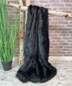 Long haired plain black luxury throw in faux fur