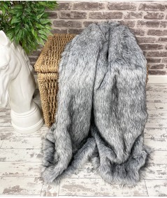 Long haired grey faux fur luxury blanket