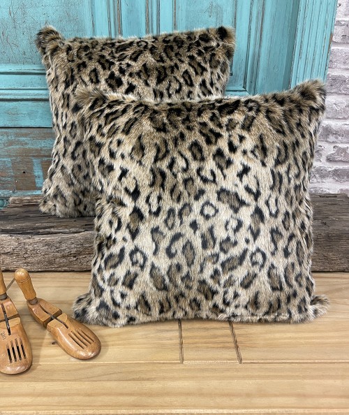 Luxury faux fur cushions in leopard print design