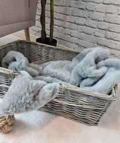 Faux fur pet blanket in plain grey colour