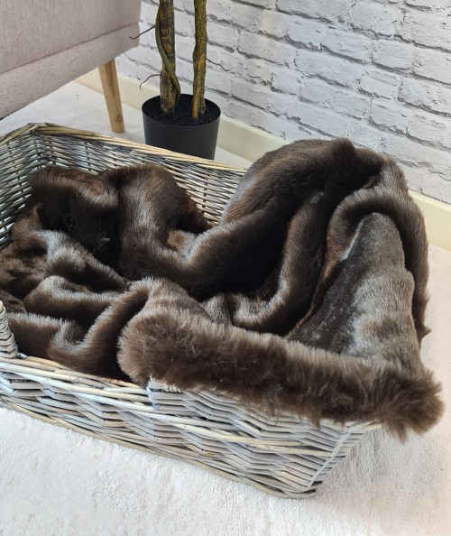 Brown faux fur cat blanket