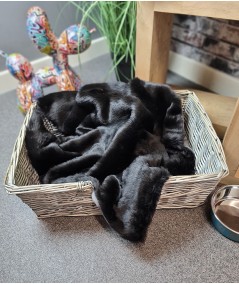 Black faux fur dog blanket