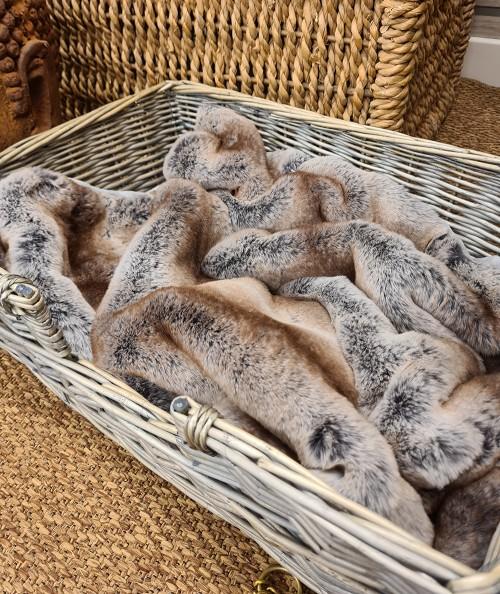 Brown and grey striped fur pet blanket