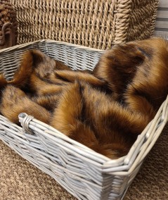 Long haired faux fur brown cat blanket