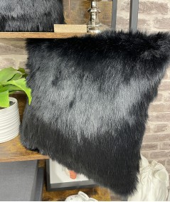 Plain black fur cushions