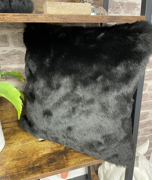 Economy Black Faux Fur Cushion