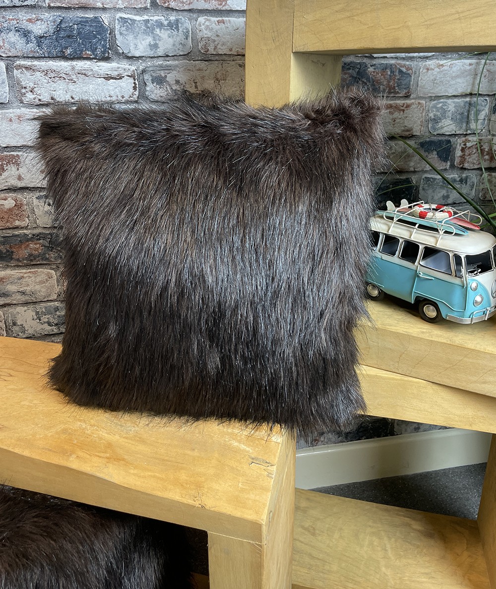 Long haired brown fur cushions