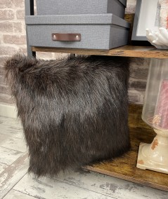 Long haired brown fur cushion covers