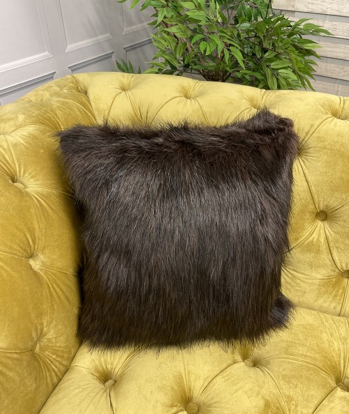 Luxury brown faux fur cushions