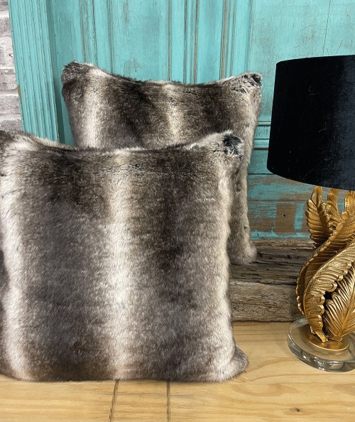 Luxury striped fur pillows