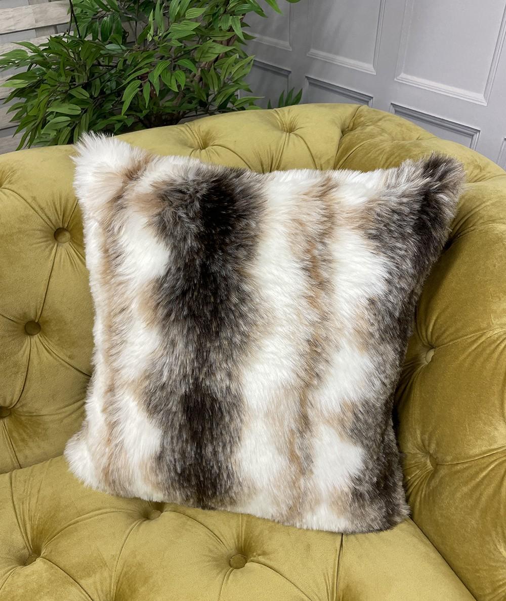 Economy short haired striped faux fur cushions