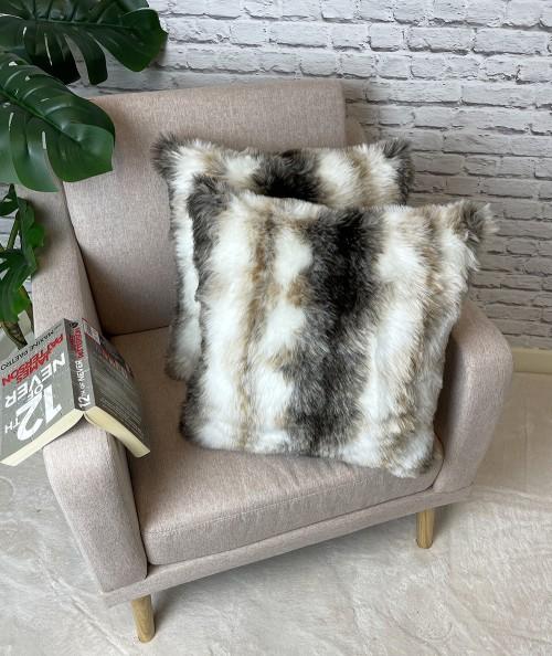 Fake fur wolf cushions