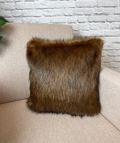 Long haired red brown faux fur cushion covers