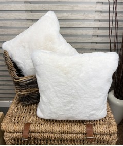 Luxury off white faux fur cushion covers