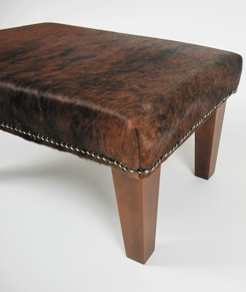 Modern brindle cowhide footstool 303