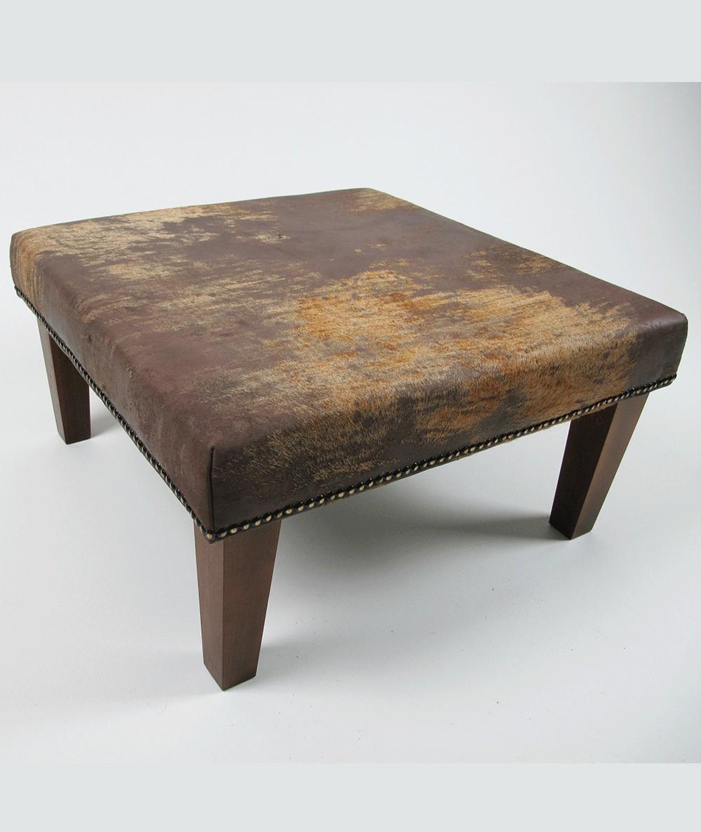 Medium Square Brown Cowhide Footstool 306