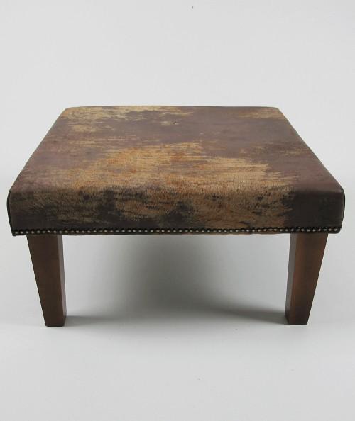 Square brown cow skin footstool 306