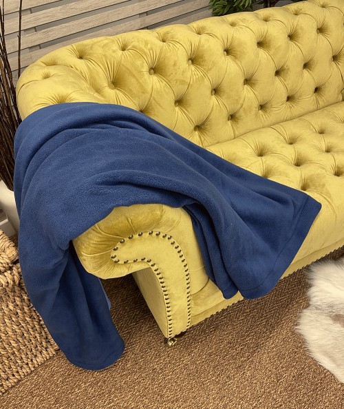 Blue fleece sofa throw