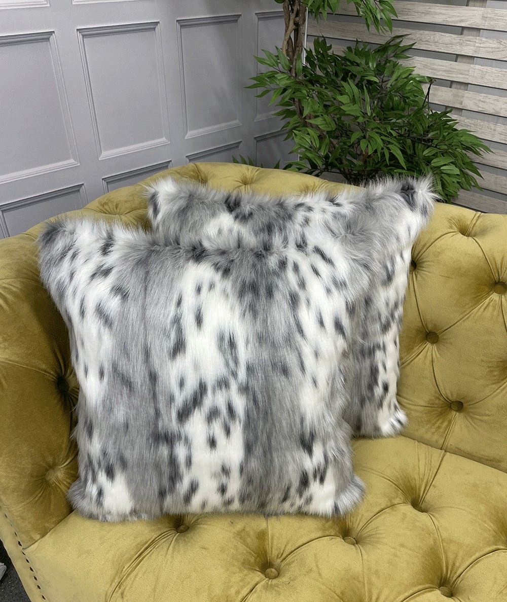 Animal print faux fur cushions