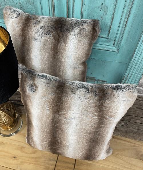 Luxury striped faux fur cushion covers