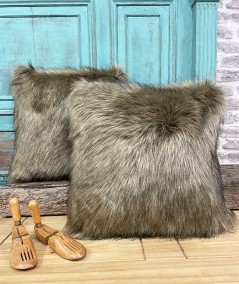 Two tone brown faux fur cushion covers