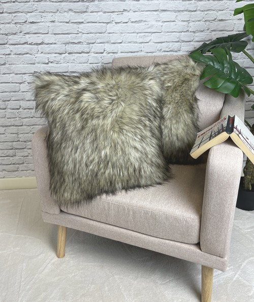 Luxury long haired two tone faux fur cushion covers