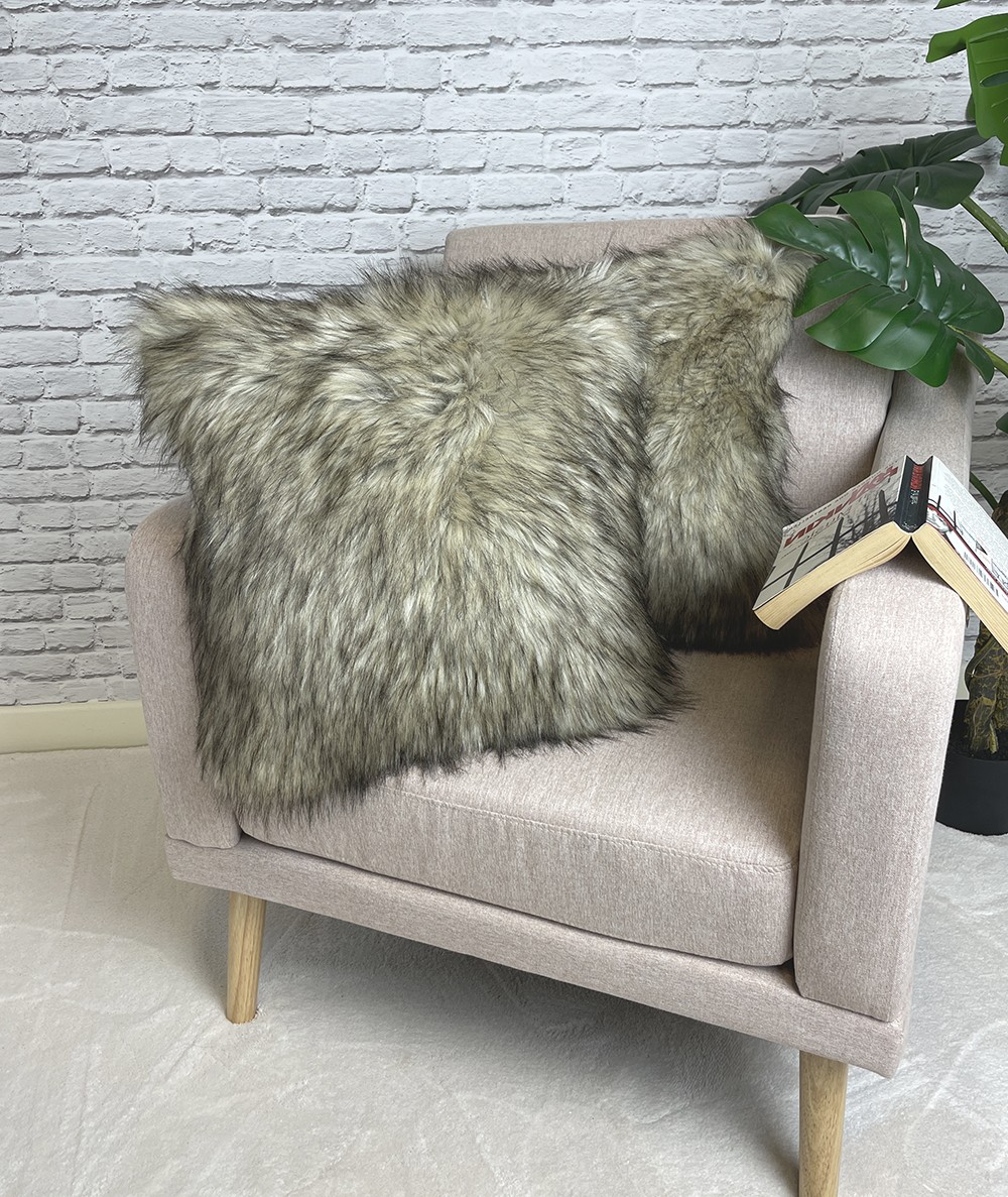 Luxury long haired two tone faux fur cushion covers