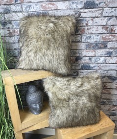 Long haired two tone fake fur cushion covers