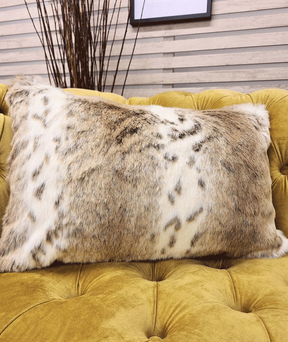 Rectangular animal print fur cushions