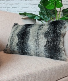 Patterned rectangular fur cushions