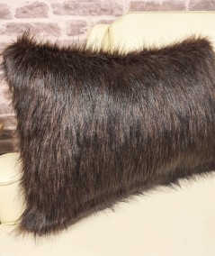 Long haired brown faux fur rectangular cushions