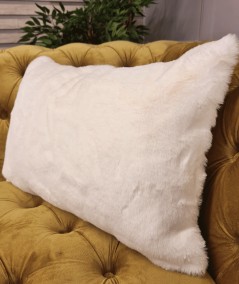 Luxury off white rectangular faux fur cushion covers