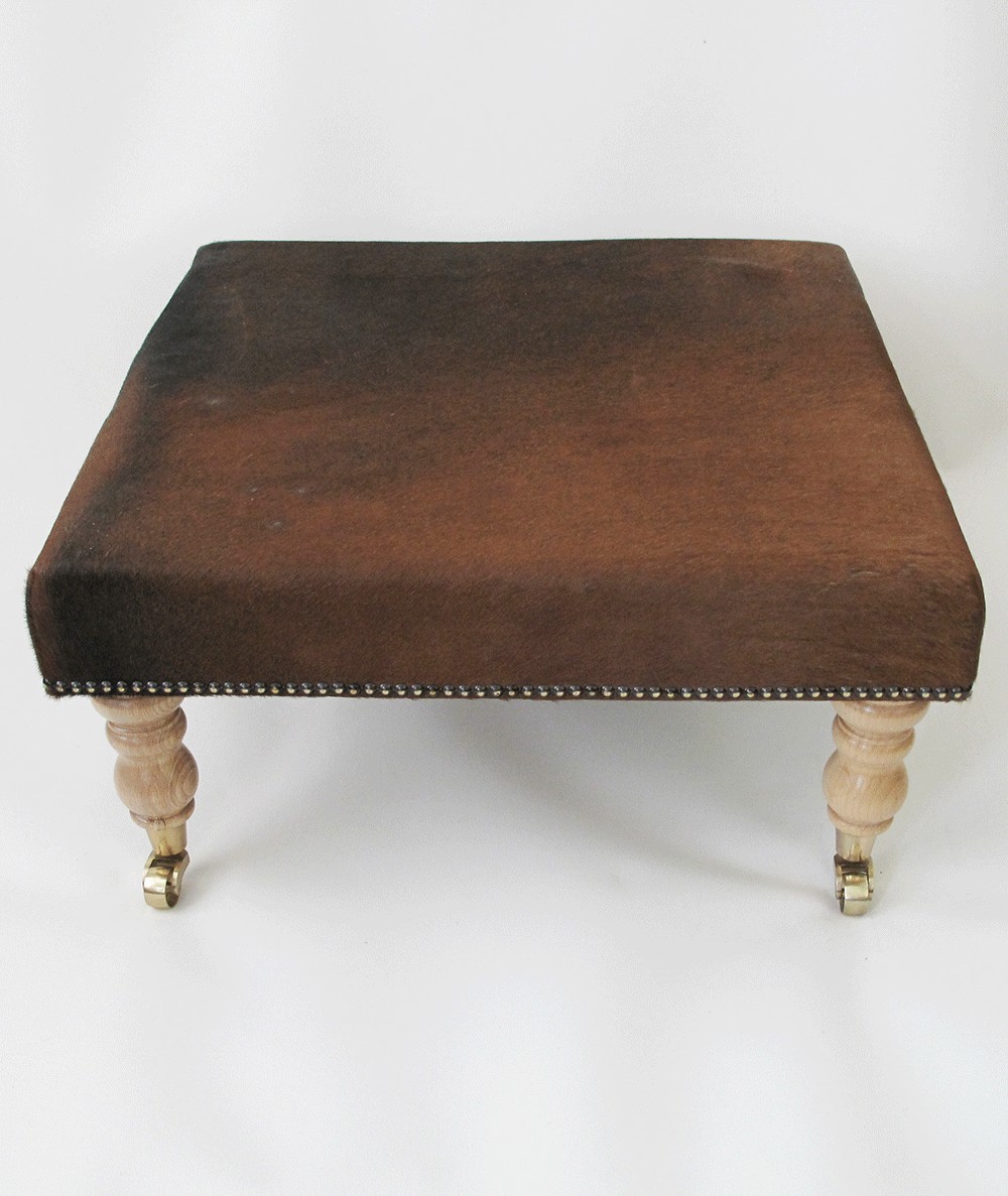 Plain Brown Medium Cowhide Footstool 213