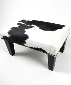 Small rectangular black and white cow skin footrest 316