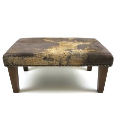 Large Brown and Gold Leather and Hide Footstool 317