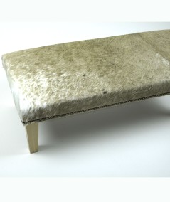 Extra Large Mottled Beige Cow hide Footstool 324