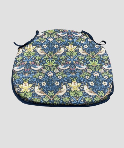 Strawberry Thief Navy Spindle Seat cushions with ties