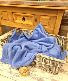 Soft, blue fleecy dog blanket