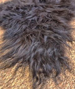 Close up image of the dark brown Icelandic sheepskin rug