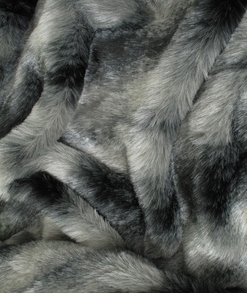 Medium length striped fur fabric